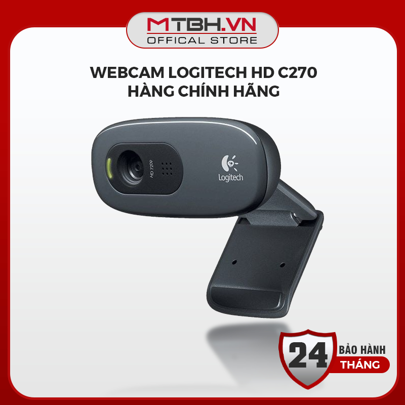 Webcam Học Trực Tuyến Logitech C270 HD 720p - Tích Hợp Mic Khử Ồn, Chuyên Dụng Gọi Video Call, Zoom