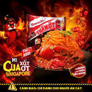Mì Giá Rẻ-Date 7/2026-Thùng 24gói x 126gr Omachi Thần Ớt Mì Cua Xốt Ớt Singapore
