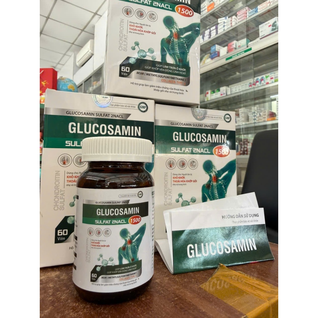 Viên uống xương khớp Glucosamin Sulfat 2nacl 1500 hộp 60 viên dùng cho người bị đau khớp, khô khớp.