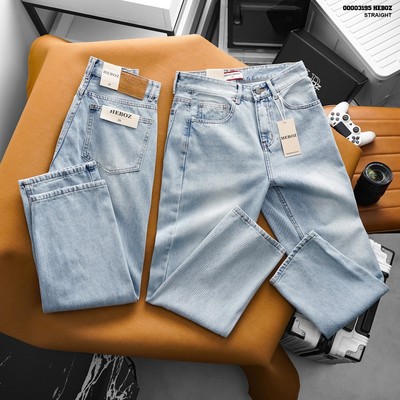 [FORM SUÔNG] Quần jean nam HEBOZ dáng suông D15 denim wash xanh nhạt - 00003195