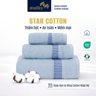 Khăn Mollis STAR COTTON bông nhập Mỹ, siêu thấm hút, thiết kế độc quyền, tắm gội lau mặt chăm da chuẩn skincare HM58