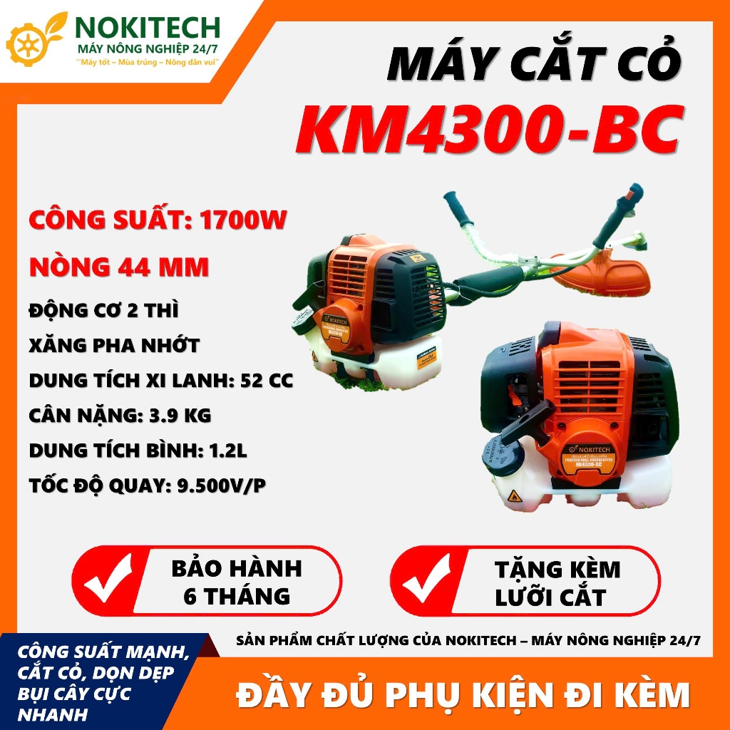 Máy Cắt Cỏ 2 Thì nokitech  1500W KM430 - MÁY CẮT CỎ CHÍNH HÃNG