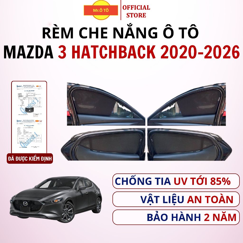 Rèm Che Nắng Xe Mazda 3 Hatchback 2020 - 2026 - Mazda 3 Sport - chống UV - Loại 1 Mr Ô Tô - Bảo hành