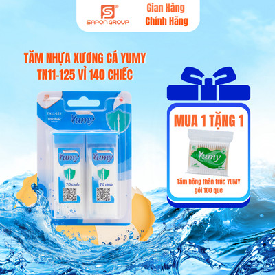 [MUA 1 TẶNG 1] Vỉ 140 chiếc Tăm nhựa xương cá YUMY an toàn cho nướu - Tặng 1 gói Tăm bông thân trúc