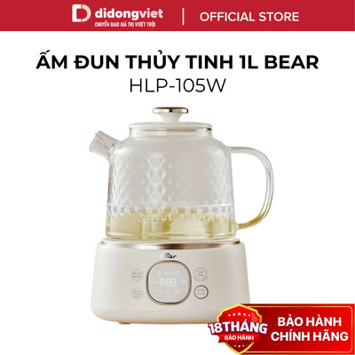 Ấm Đun Thủy Tinh 1L Bear HLP-105W (YSH-J10D1) - 800W, Pha Trà, An Toàn Tiện Lợi - Hàng Chính Hãng