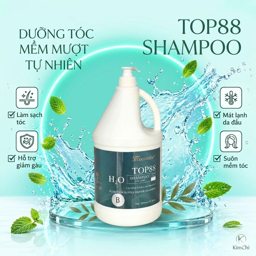 TOP88 H2O Shampoo Moontube Dưỡng Tóc Suôn Mượt Phục Hồi Khô Xơ Hư Tổn Salon 5L