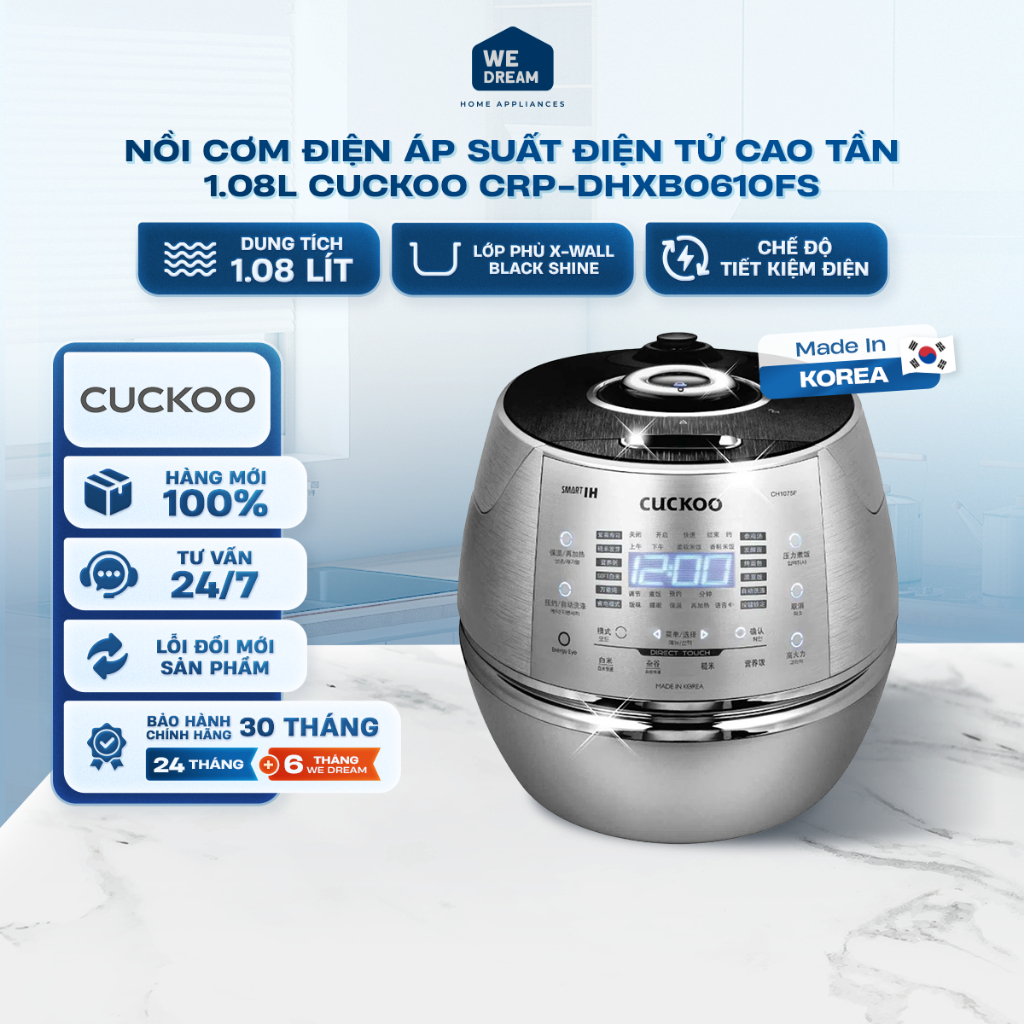 Nồi Cơm Điện Cao Tần Áp Suất Cuckoo CRP-DHXB0610FS 1.08L - Hàng Chính Hãng