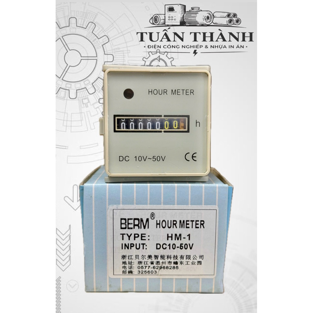 Đồng Hồ Đếm Giờ Hoạt Động Hour Meter HM-1 Hiệu BERM HM1