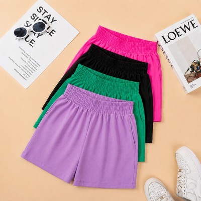 Quần đùi nữ thun cotton NS12 LOZA kiểu cạp chun có túi sườn - QT7002