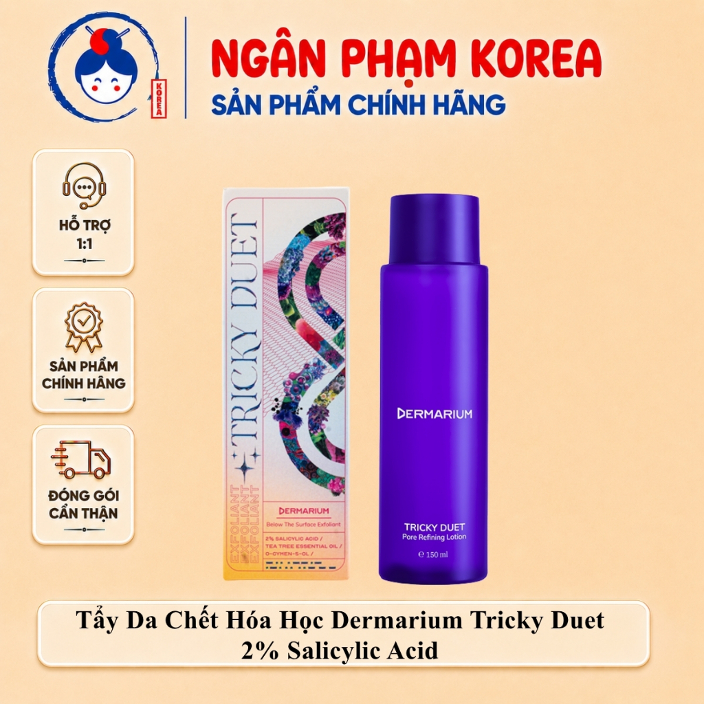[Hàng Công Ty] Tẩy da chết Dermarium Tricky Duet - 2% Salicylic Acid (BHA) giảm mụn dưỡng da mịn màn