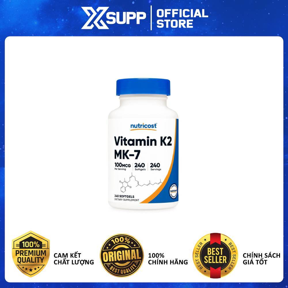Nutricost K2 MK7 100mcg Hỗ Trợ Vận Chuyển Canxi