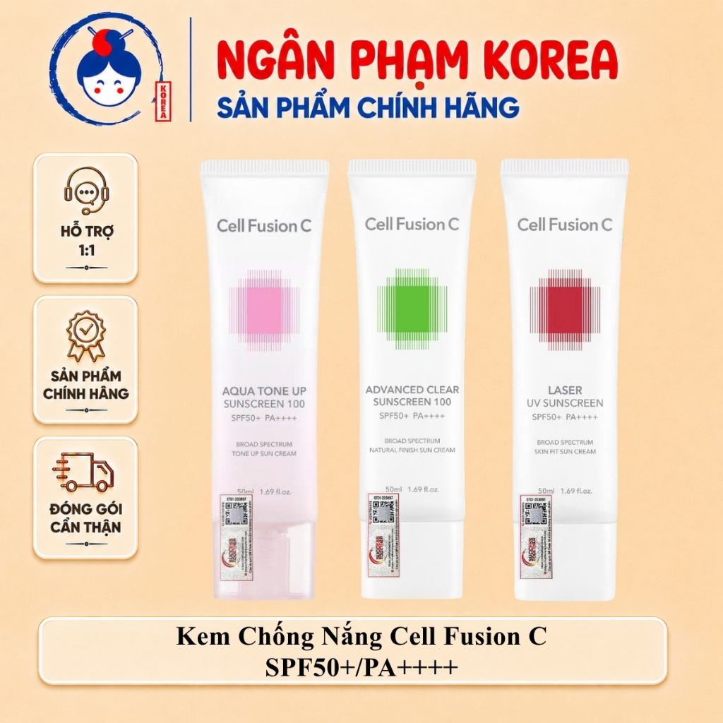 [Hàng Công Ty] Kem Chống Nắng Cell Fusion C Thế Hệ Mới SPF50+/PA++++ - Dưỡng Sáng, Cấp Ẩm, Mờ Thâm Nám