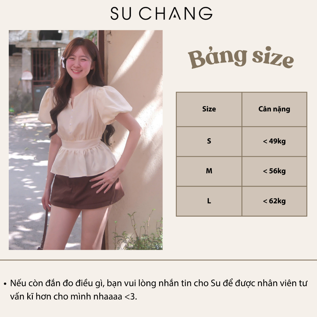 Áo Kiểu Cổ V Cúc Dọc Tay Bồng Bo Eo A897 Su Chang Thời Trang Nữ | BigBuy360 - bigbuy360.vn
