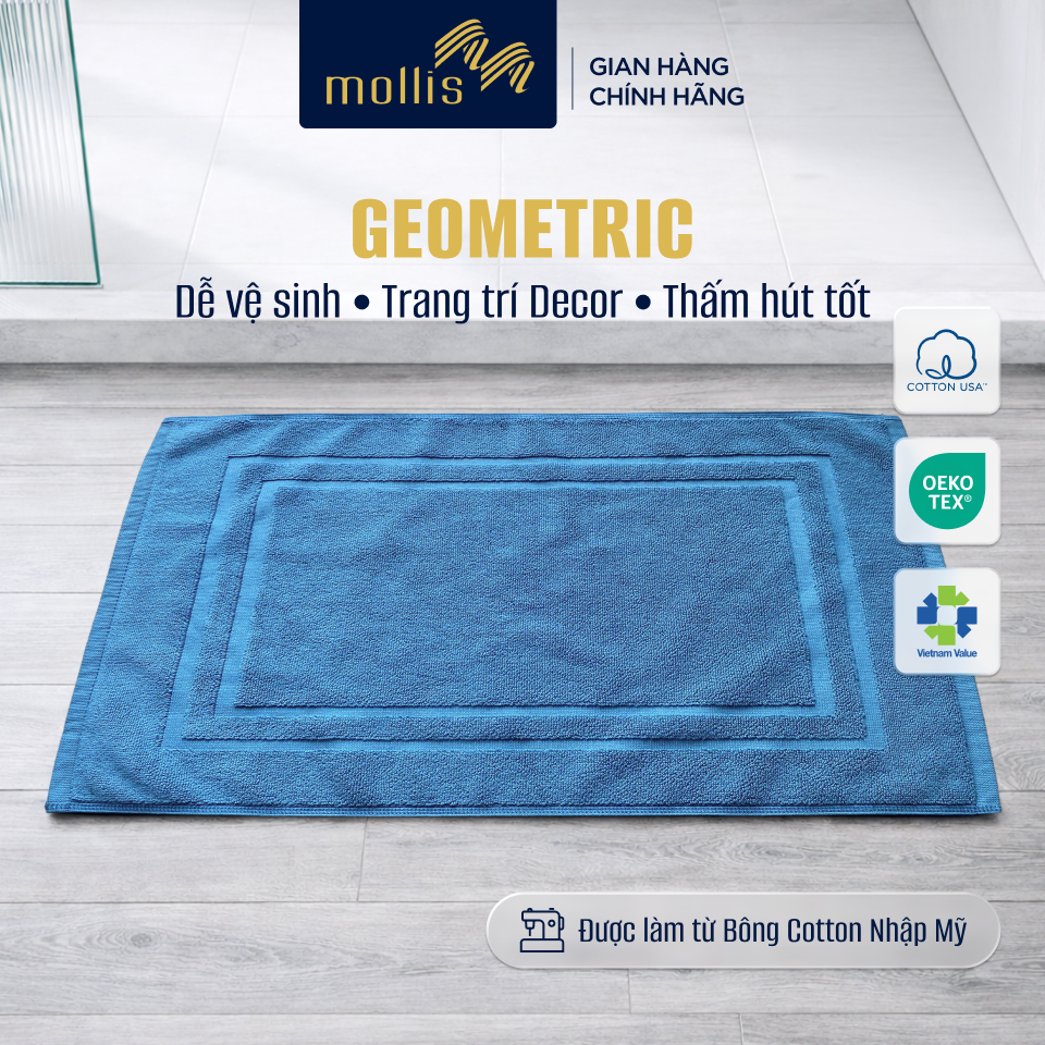 Thảm lau chân Mollis GEOMETRIC 40x62cm thấm nước nhanh, thảm chùi chân chống trượt, trải sàn phòng t