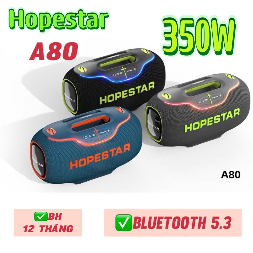 Loa HOPESTAR A80 Công Xuất 350W Bluetoothi 5.3 Tặng Kèm 2micro Hát Karaoke
