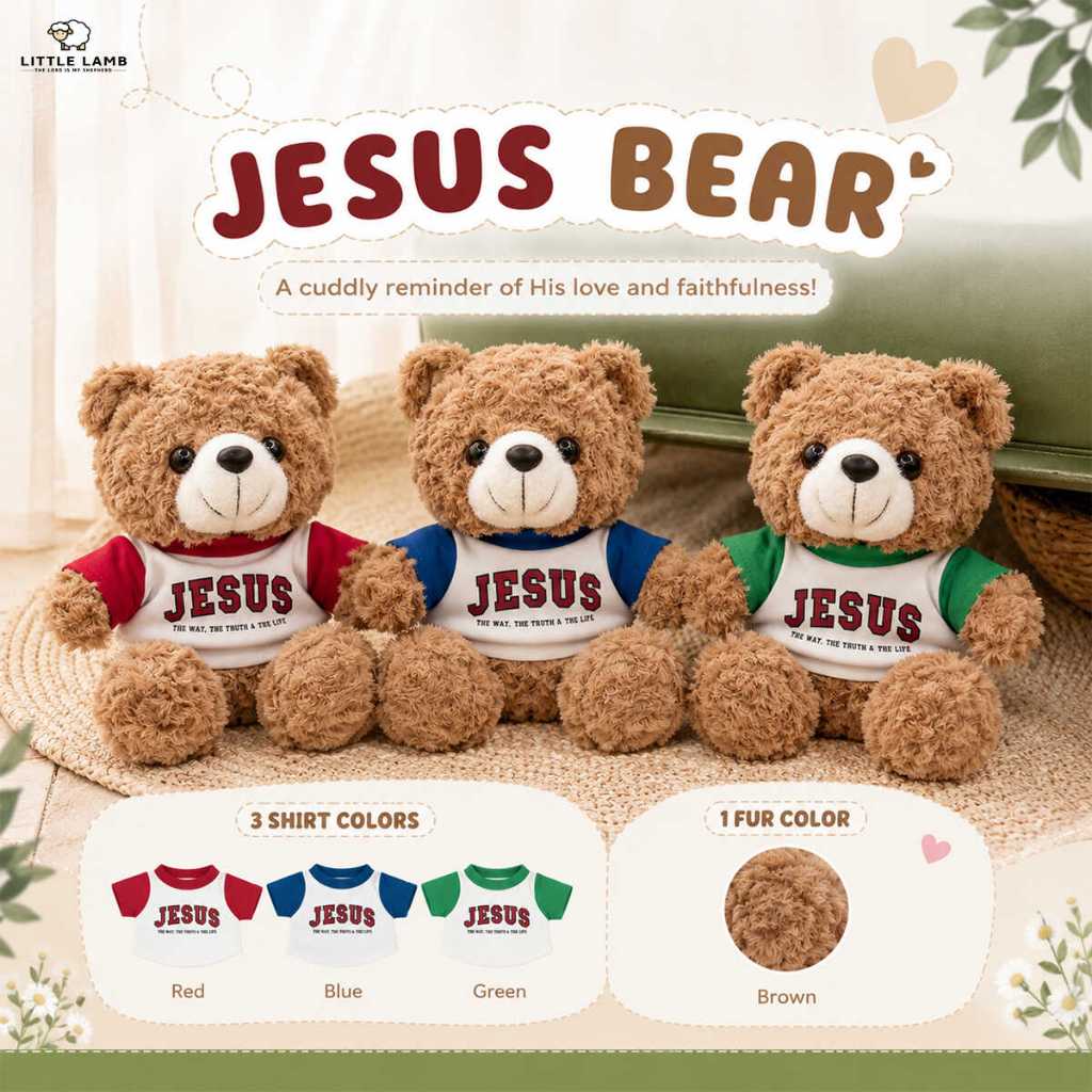 Gấu Little Jesus - Little Jesus Bear, Gấu Bông Ấm Áp, Thiết Kế Đôi Màu Sắc Sống Động, Phù Hợp Làm Qu