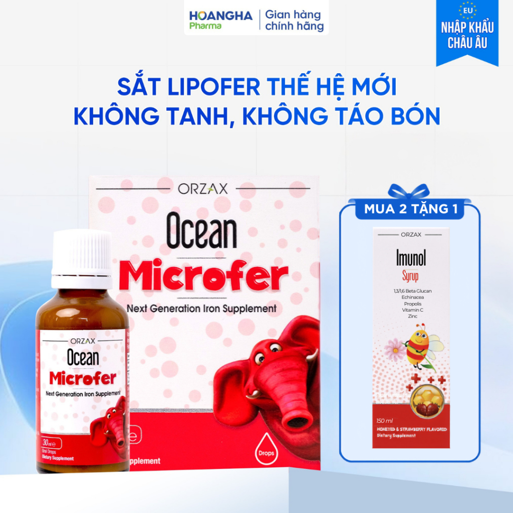 Orzax Ocean Microfer 30ml- Sắt Sinh Học Giúp Bé Khỏe Mạnh, Hồng Hào, Không Tanh, Ăn Ngon Hấp Thu Tốt