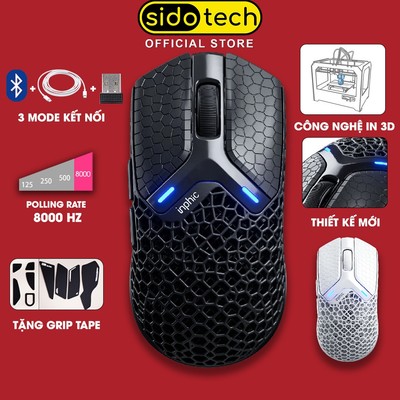 Chuột không dây gaming SIDOTECH INPHIC IN10 3D 3 mode bluetooth siêu nhẹ 8000hz chip PAW3950 thiết kế độc lạ pin sạc