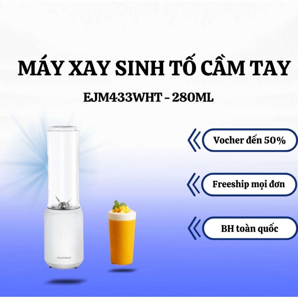 Máy Xay Sinh Tố Mini LocknLock EJM433WHT 280ml Lưỡi Xay Sắc Bén Công Suất 150W Bảo Hành 2 Năm