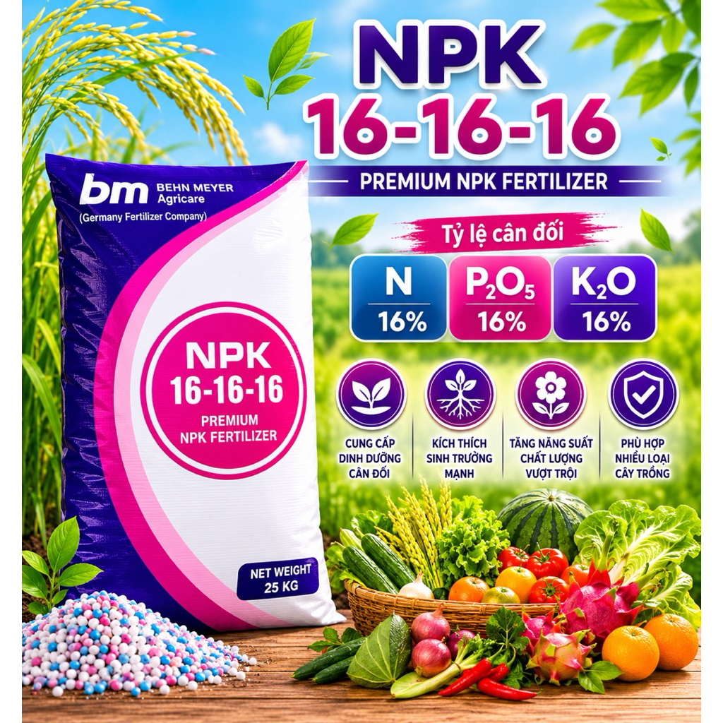 phân bón NPK 16-16-16 BM ( bao 25kg)