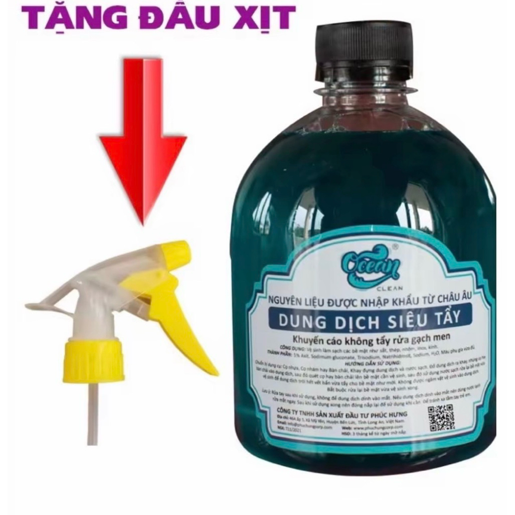Dung dịch ocean tẩy lóc máy kèm vòi xịt