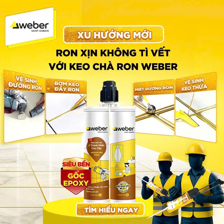 Keo chà ron, chít mạch 2 thành phần cao cấp Epoxy Weber - chống thấm chống mốc chống nứt
