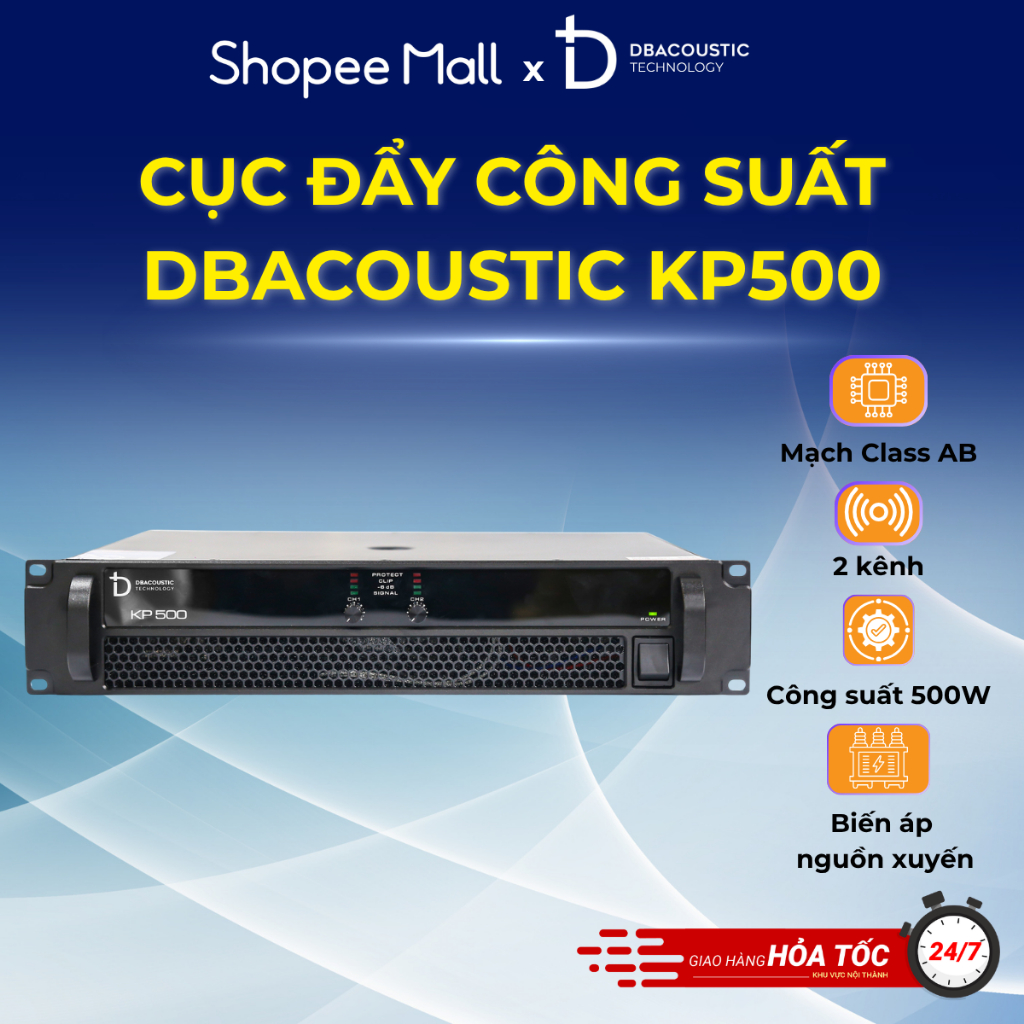 Cục đẩy công suất DBAcoustic KP500 - 2 kênh - Mạch Class AB - 500W - Chính hãng - Bảo hành 12 tháng