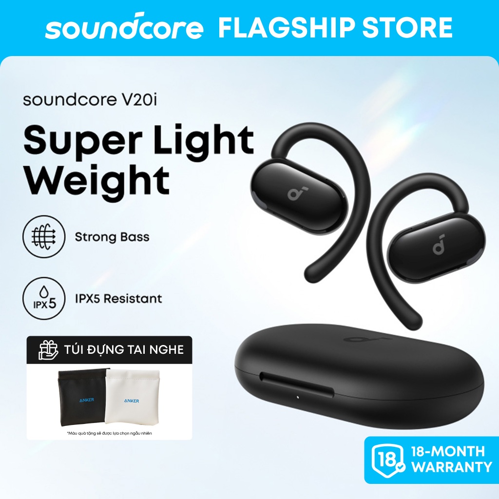 soundcore V20i by Anker Móc tai có thể điều chỉnh Siêu thoải mái IP55 Thời gian chơi 36 giờ Bluetooth 5.4 A3876