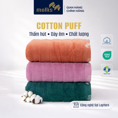 Khăn Gội Mollis FM2Y COTTON PUFF sợi LapYarn dày mềm, siêu thấm hút, nhanh khô, khăn gội lau mặt chăm da chuẩn skincare