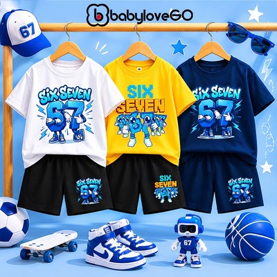 Đồ bộ SIX SEVEN bé trai BabyloveGO, set quần áo cộc mùa hè chất thun mát cho bé 1-10 tuổi AQ12-HE45