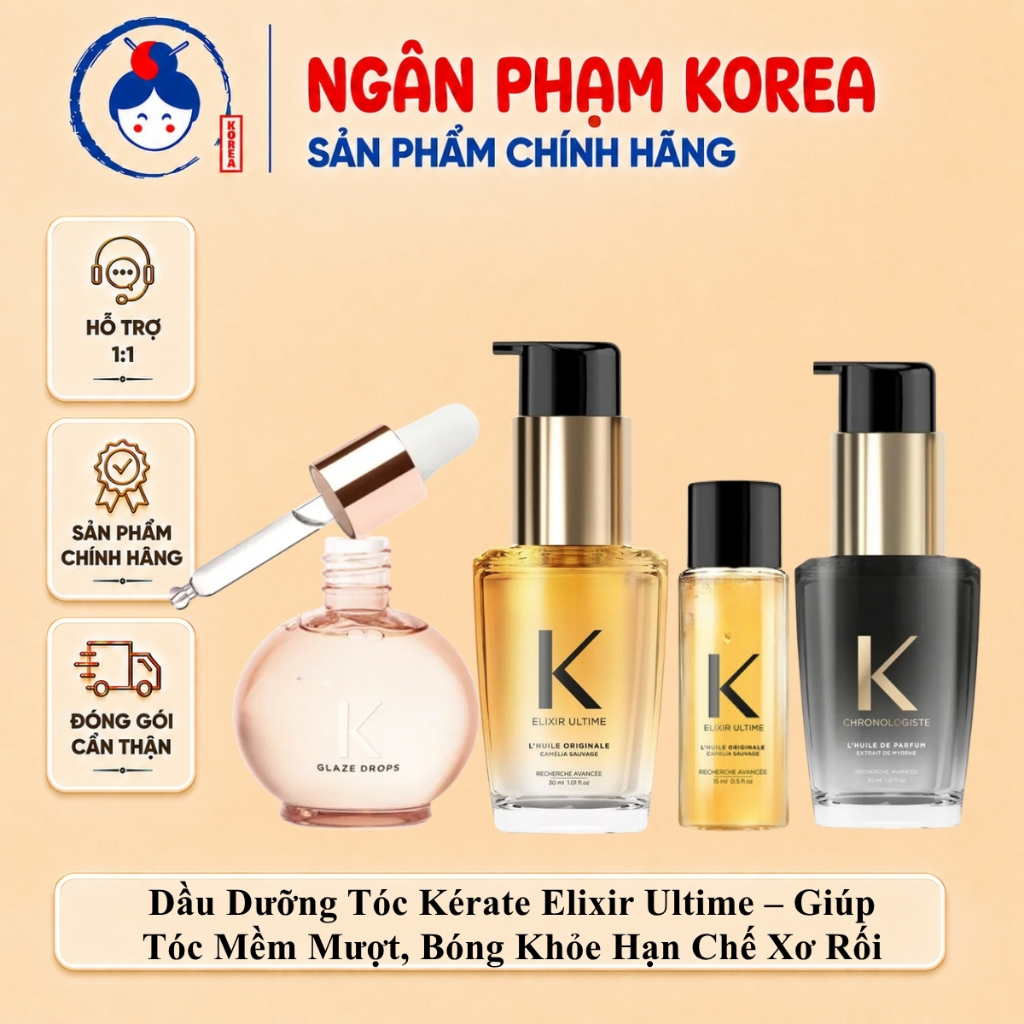 Dầu dưỡng tóc Keras Elixir Ultime Giúp Tóc Bóng Mượt & Giảm Chẻ Ngọn l  Ngân Phạm Korea