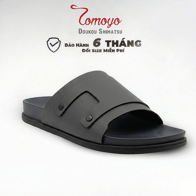 Dép Quai Ngang - Dép Da Nam Tomoyo TMD34204 - Xám