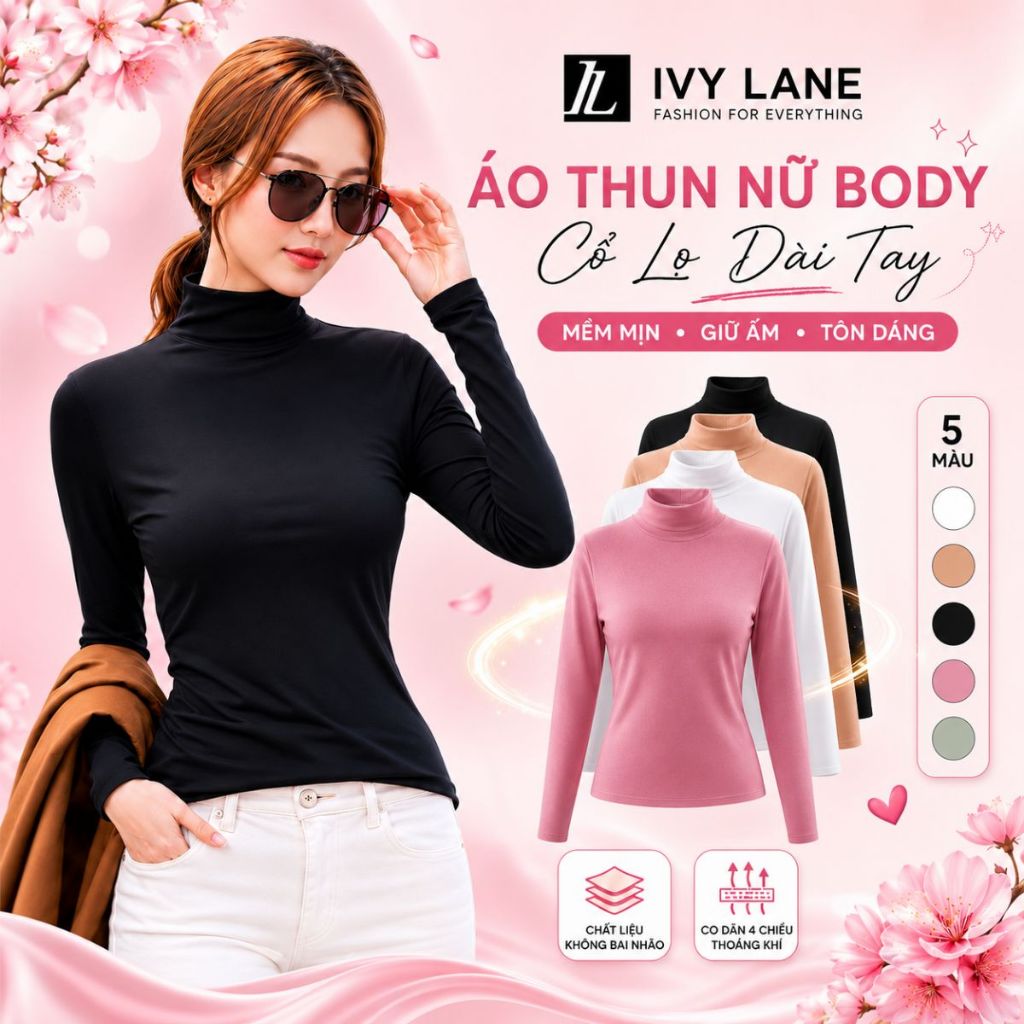 Áo Giữ Nhiệt Nữ Dài Tay Cổ 3 Phân Body – Thun Lạnh Co Giãn 4 Chiều, Nhiều Màu…