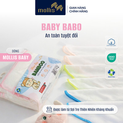 COMBO 20 P637 khăn sữa tre Mollis BABY BABO lành tính dịu nhẹ, kháng khuẩn an toàn, phù hợp da em bé, sơ sinh, nhạy cảm