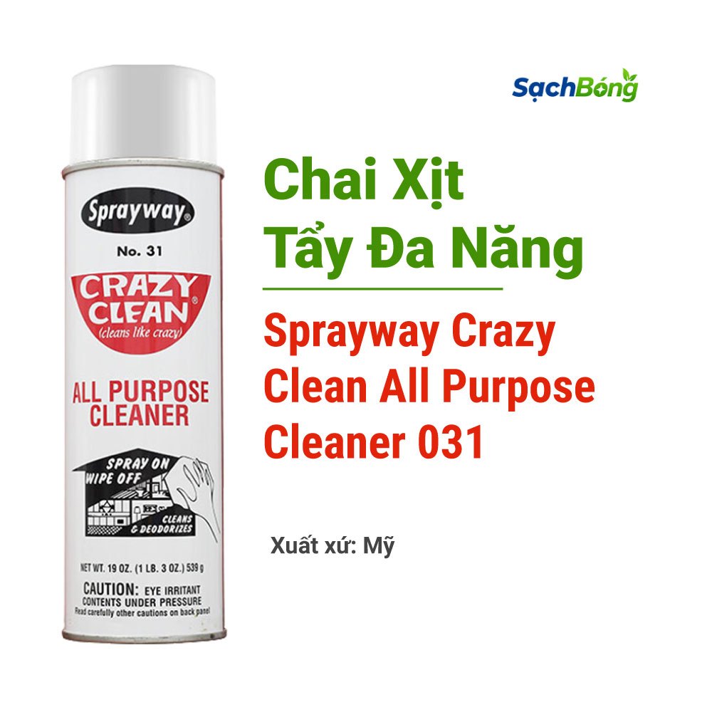 Chai Xịt Tẩy Rửa Đa Năng Dạng Bọt Sprayway Crazy Clean 031 – Made in USA