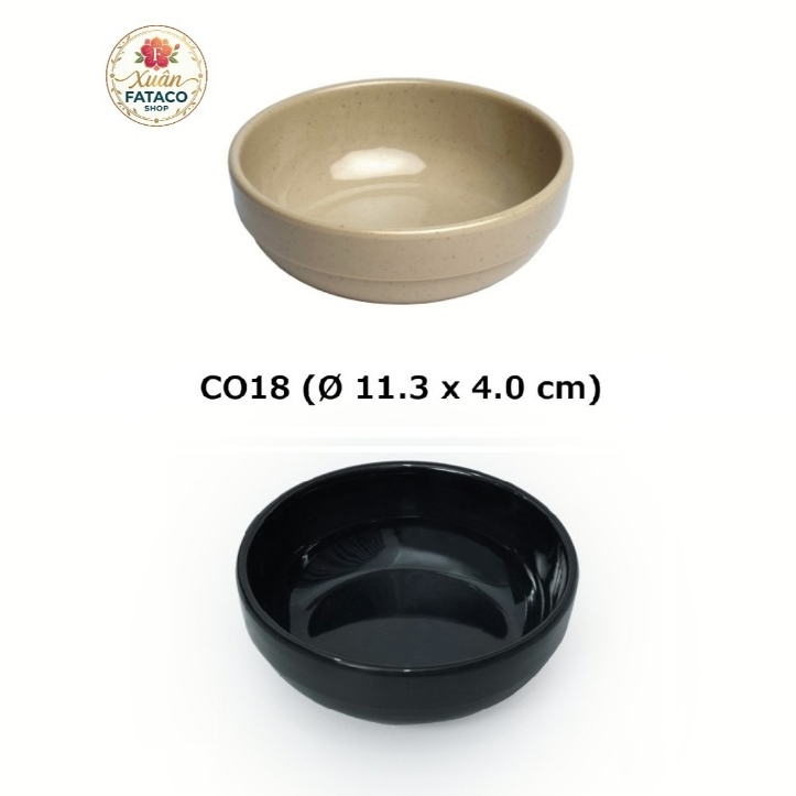 Chén nhựa Melamine kiểu cạn màu Đen/Nâu hàng Fataco (CO18)