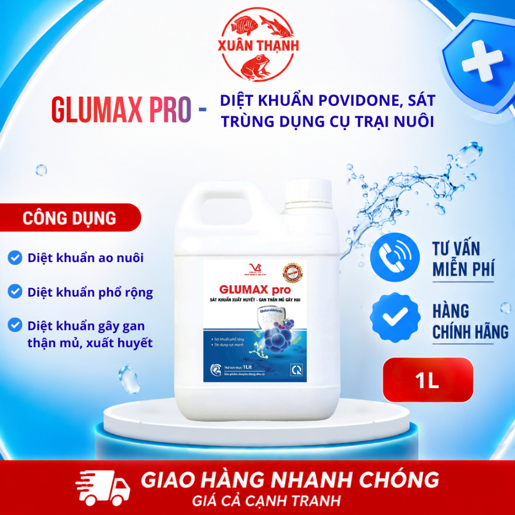 VIBO GLUMAX pro – Sát trùng nước ao nuôi, diệt khuẩn, virus, nấm, Glutaraldehyde