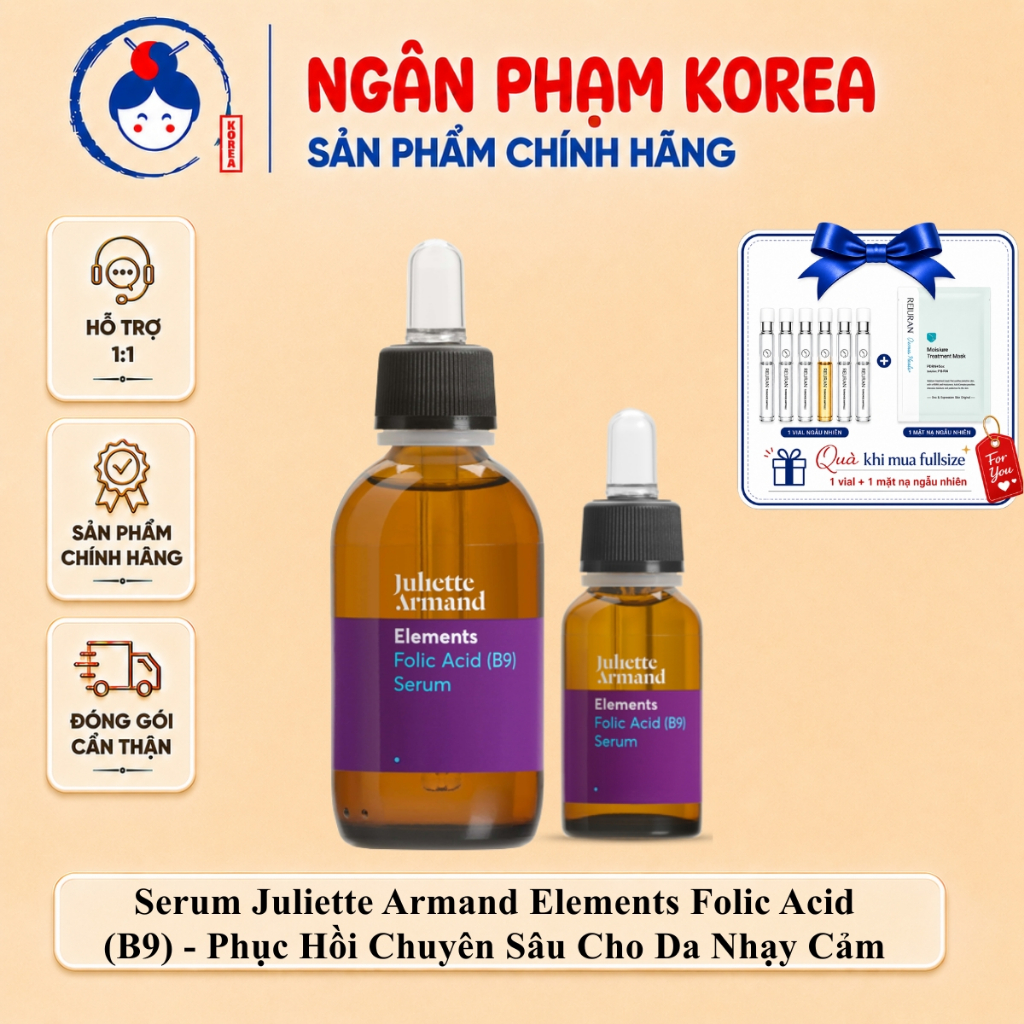 Serum B9 Elements Folic Acid Juliette Armand | Tinh chất phục hồi, dịu da, giảm kích ứng , Ngân Phạm