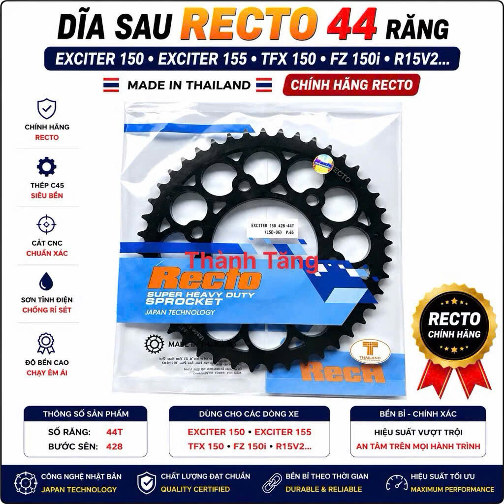 Dĩa sau 44 răng exciter 150,exciter 155,tfx 150,fz 150i,r15v2 đủ size độ