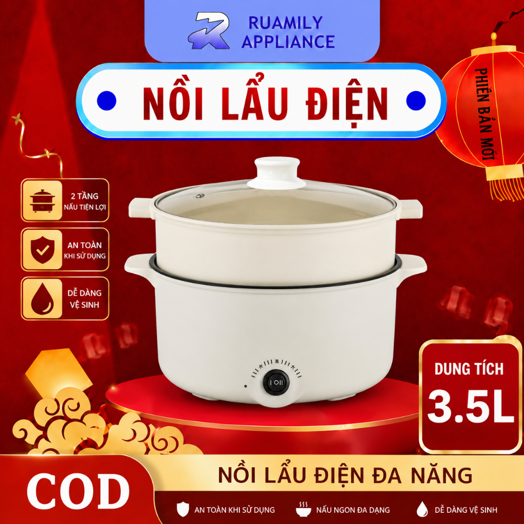 Multi functional electric cooking pot, household hot pot cooking pot, integrated electric frying pan
