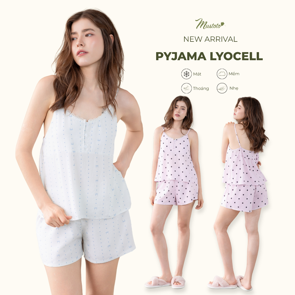 [EASY LYOCELL] MUSTOTO Bộ Mặc Nhà Hai Dây Vải Lyocell Cao Cấp (MB80)