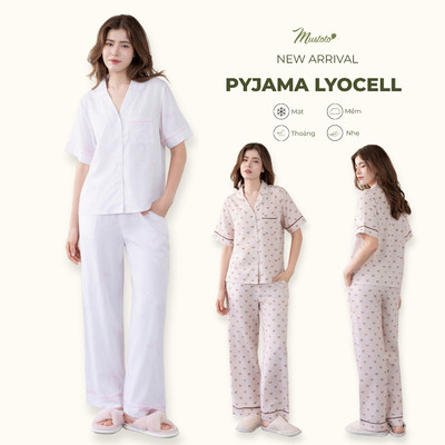 [EASY LYOCELL] MUSTOTO Bộ Mặc Nhà Pijama Nơ Tay Ngắn Quần Dài Mềm Mát (MB86)