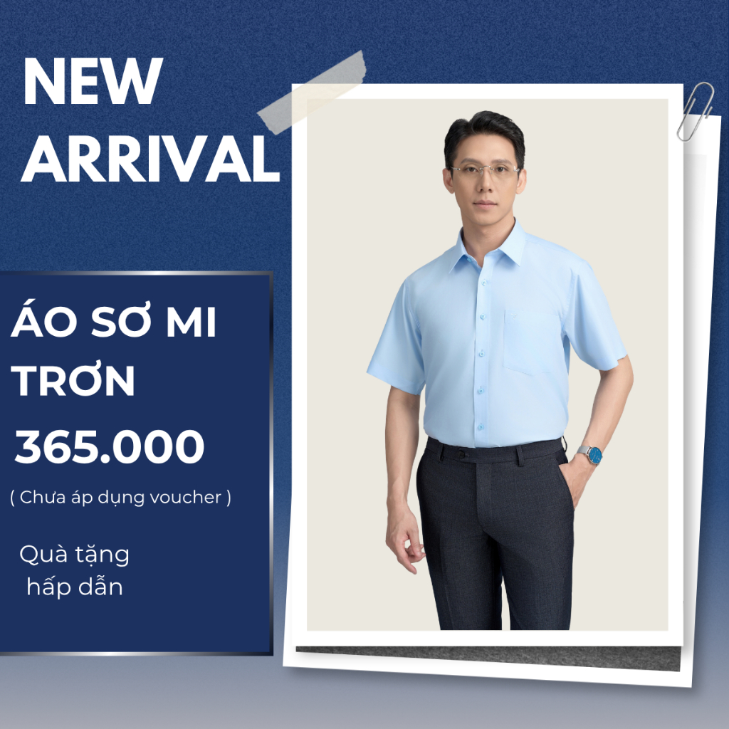 Áo Sơ Mi Nam Vĩnh Tiến NGẮN TAY Trơn Màu Vạt Ngang Form Regular 365 Phong Cách Lịch Lãm Đứng Form