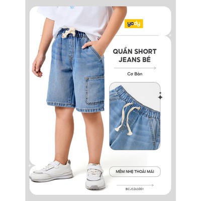 Quần Short Jeans Kid YODY Cạp chun co giãn TRA BCJS26S001