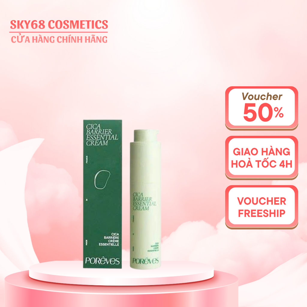 [BAO BÌ CŨ SALE] Kem dưỡng Poreves Cica Barrier Essential Cream 50ml