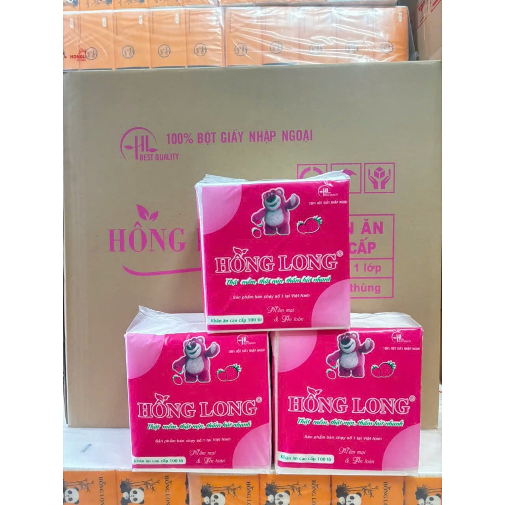 Bành 30 gói khăn giấy Hồng Long chính hãng khổ 330x330 như Emos