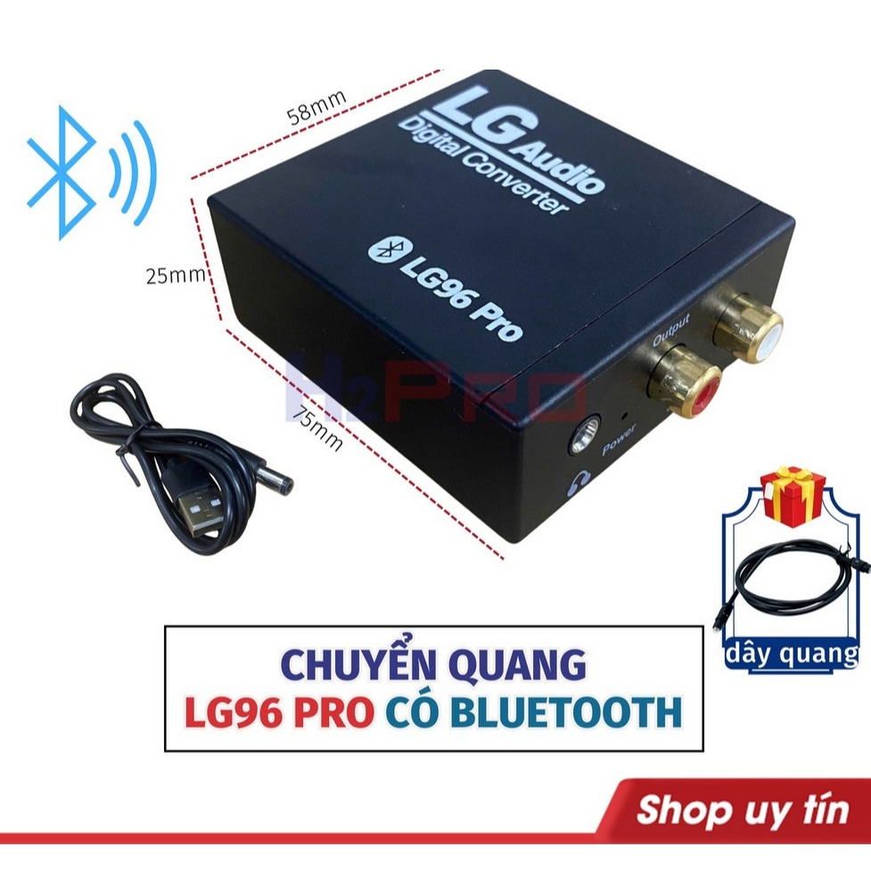 [Top Value] Bộ Chuyển Đổi Âm Thanh LG96 Pro – Hỗ Trợ Bluetooth, Optical to Analog, Tặng Dây Quang - 