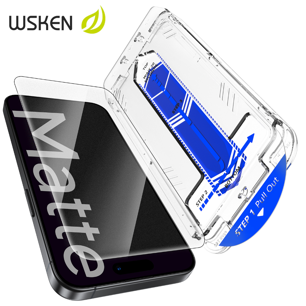 WSKEN 9H Kính Cường Lực Mờ Không Viền - Tặng Khung Dán, Chống Bám Vân Tay, Chống Lóa, Dễ Dán, Chống 