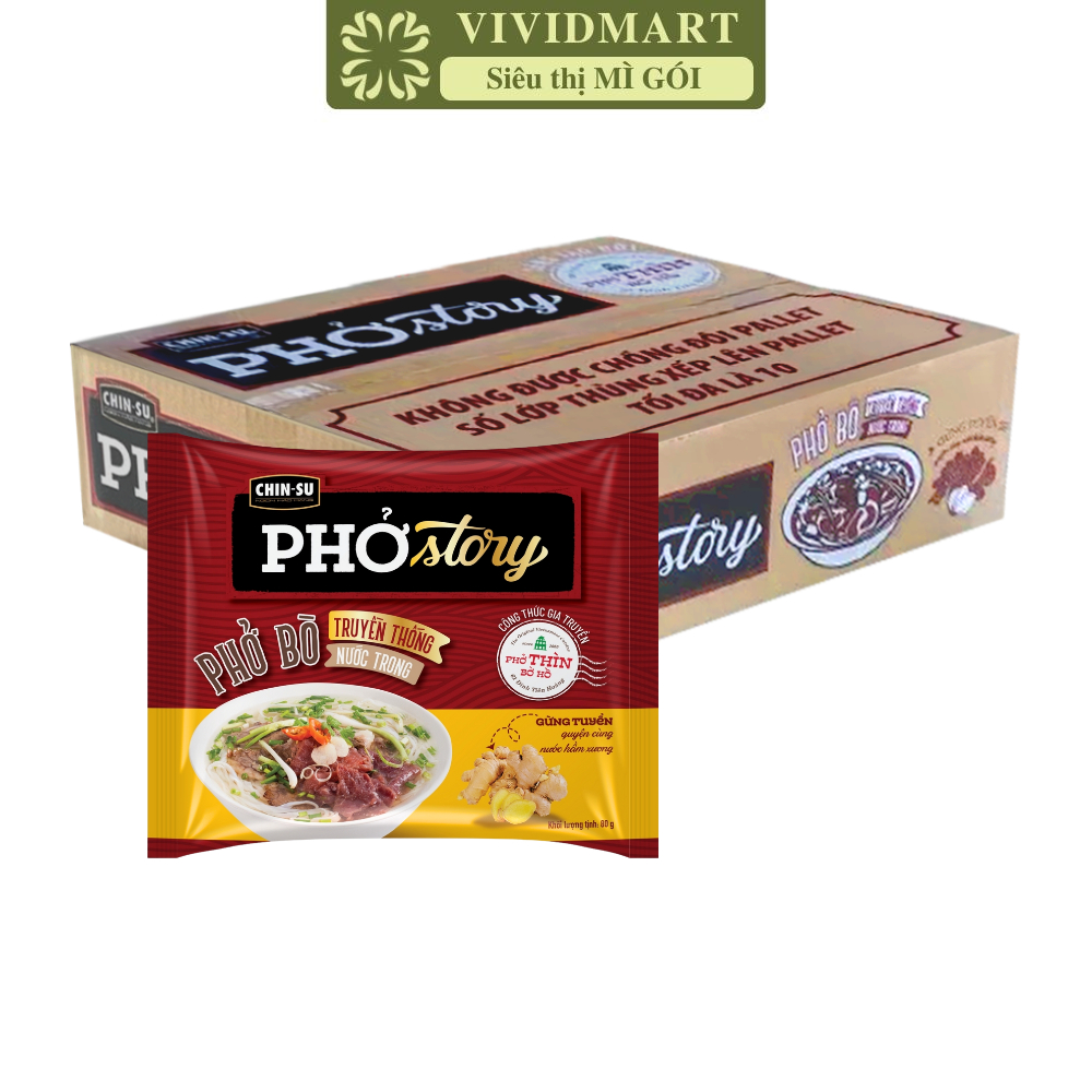 THÙNG 30 GÓI- MASAN - Chin-su Phở Story (không thịt) hương vị Phở bò truyền thống nước trong, Phở bò