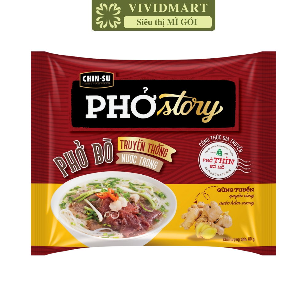 [GÓI LẺ] - MASAN - Chin-su Phở Story (không thịt) hương vị Phở bò truyền thống nước trong, Phở bò Ch